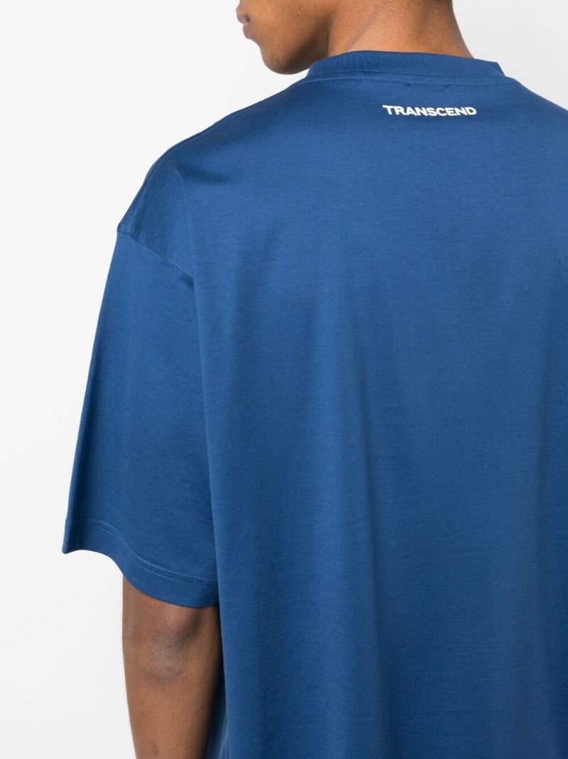Blue Logo Print Cotton T-shirt