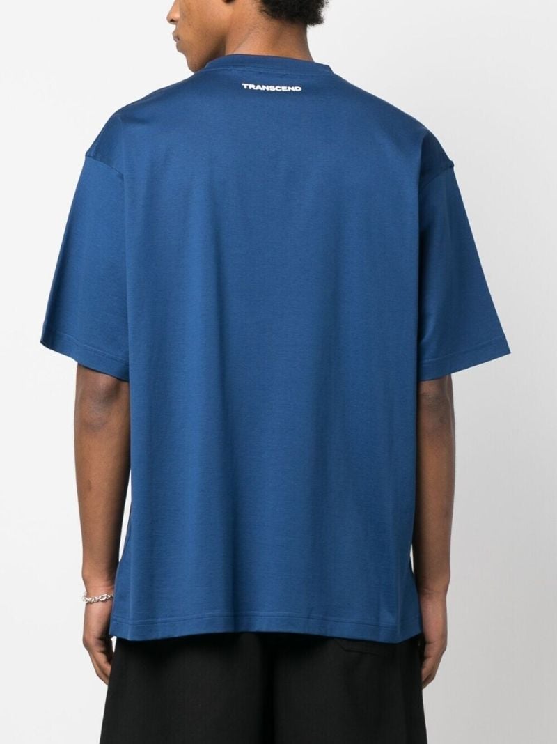 Blue Logo Print Cotton T-shirt