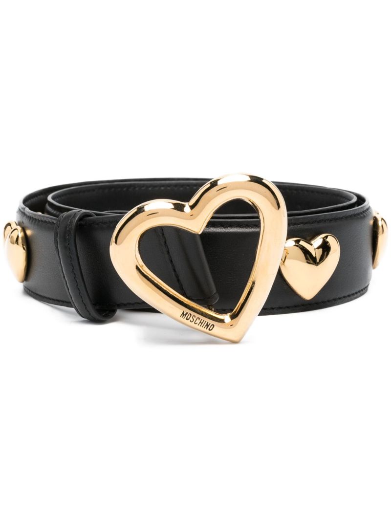 Black Heart-shaped Buckle Leather Belt