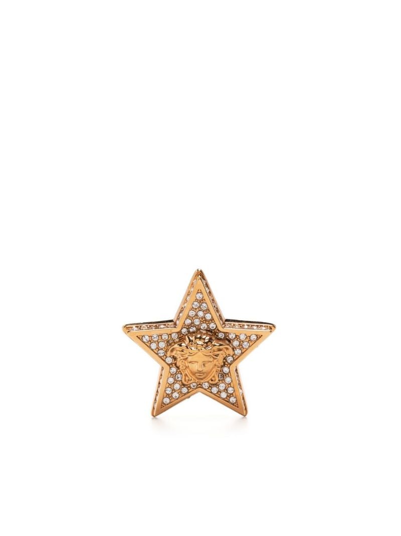 Gold-tone Medusa Star Crystal Stud Earrings