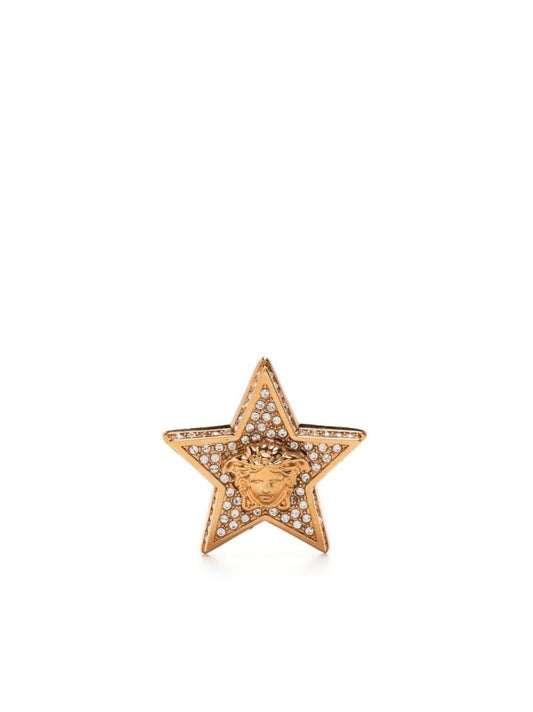 Gold-tone Medusa Star Crystal Stud Earrings