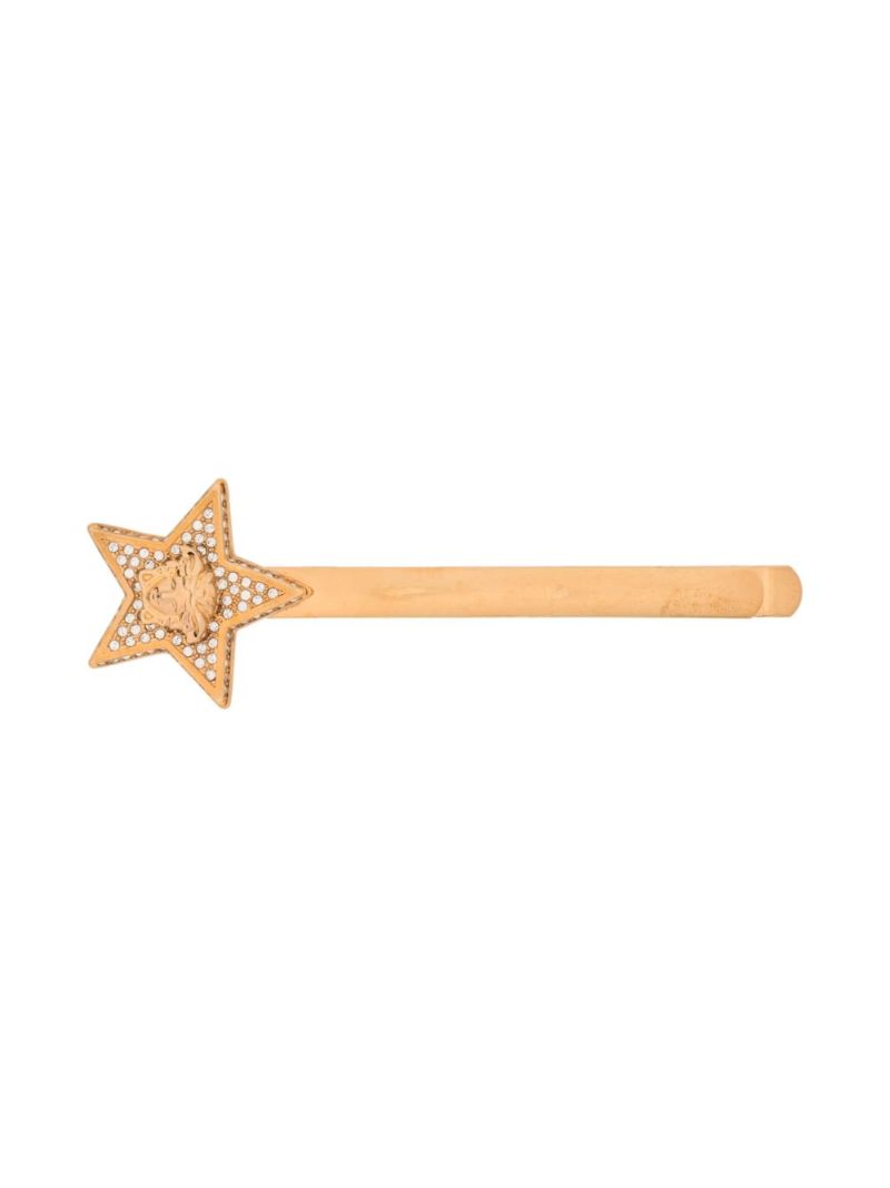 Gold-tone Medusa Crystal Star Hair Pin
