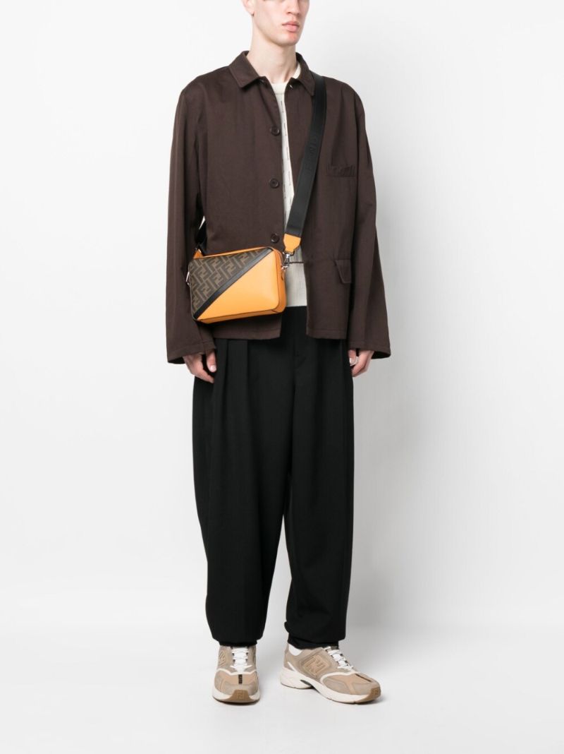 Orange Ff Jacquard Leather Shoulder Bag