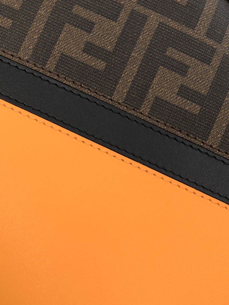Orange Ff Jacquard Leather Shoulder Bag