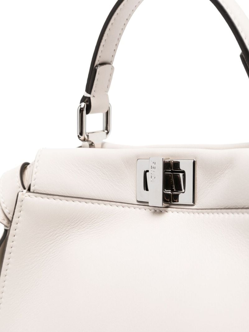 White Peekaboo Mini Leather Tote Bag