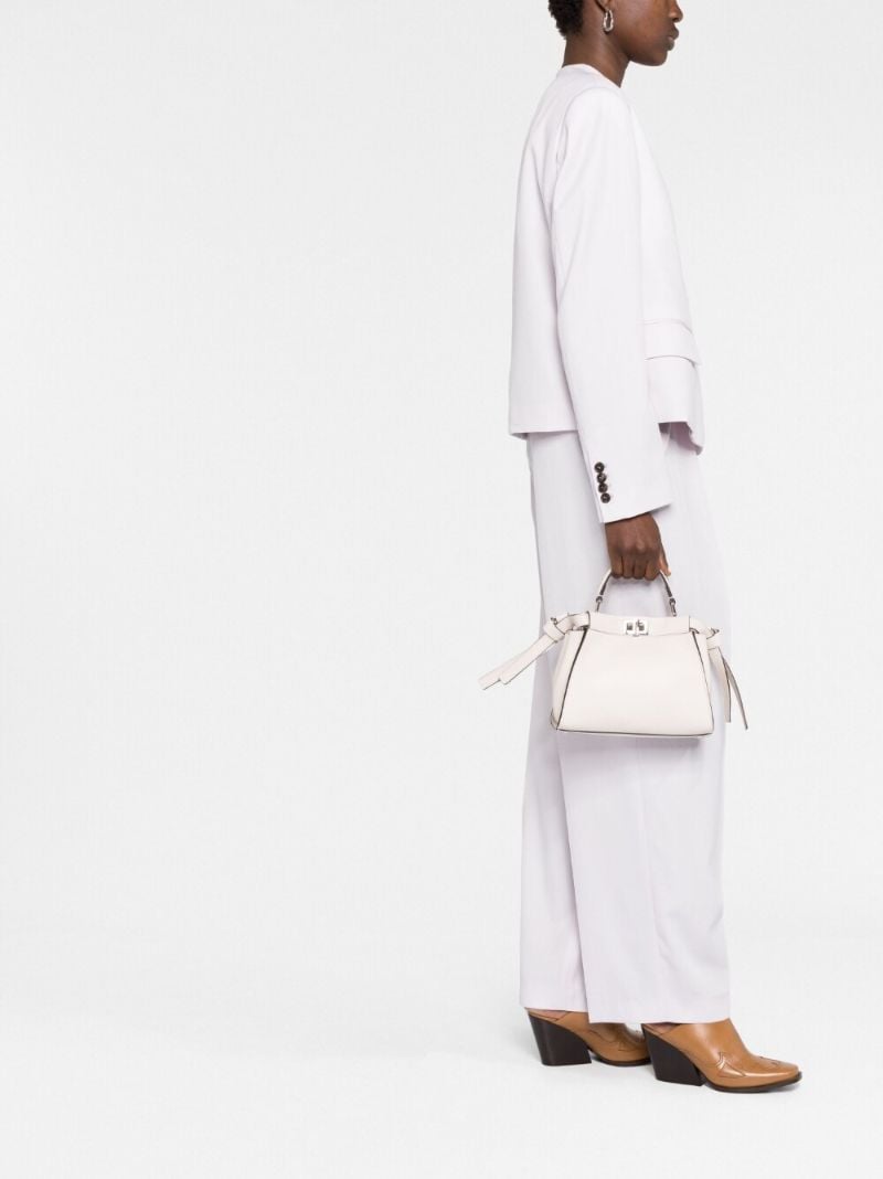 White Peekaboo Mini Leather Tote Bag