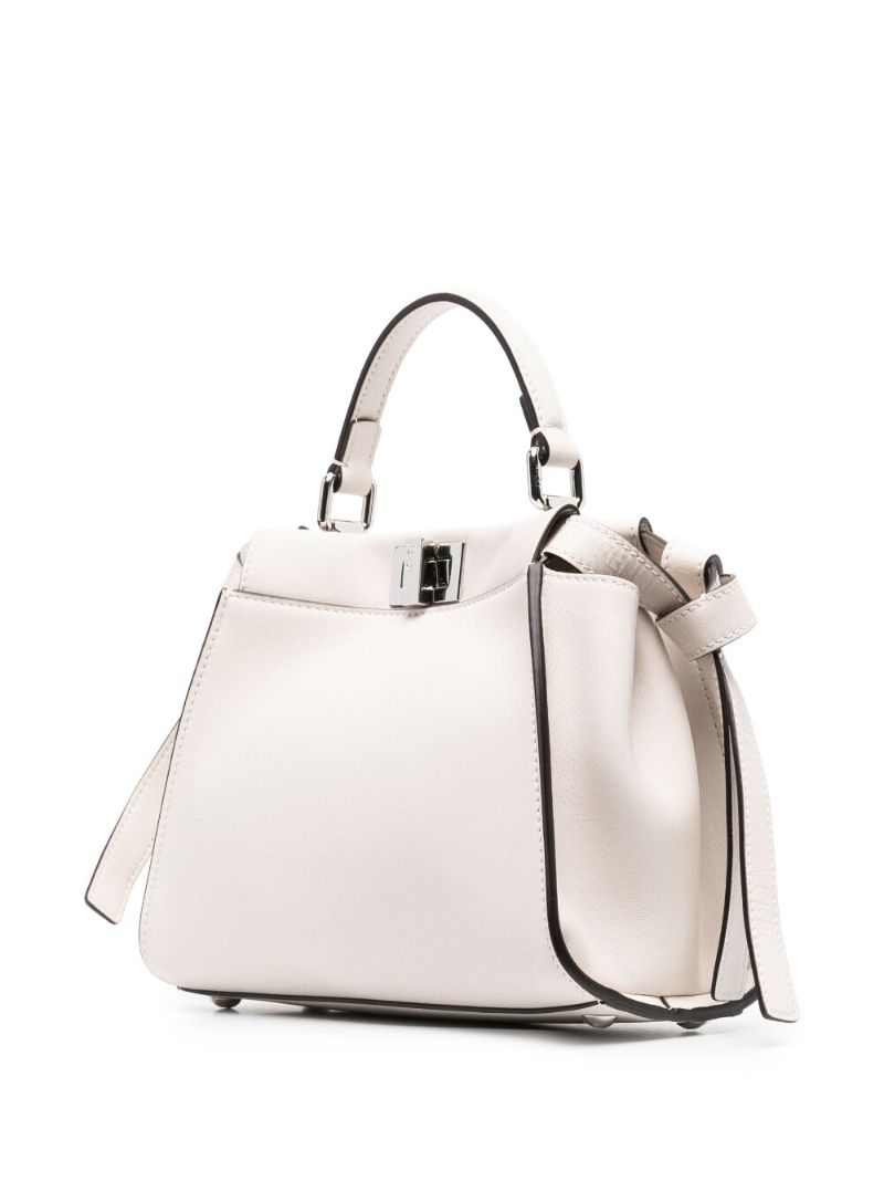 White Peekaboo Mini Leather Tote Bag