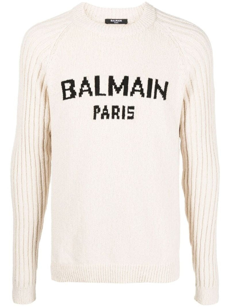Neutral Logo Intarsia Sweater