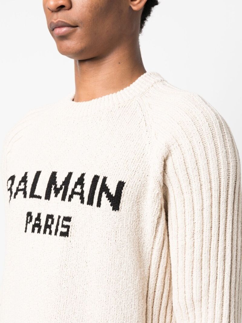 Neutral Logo Intarsia Sweater