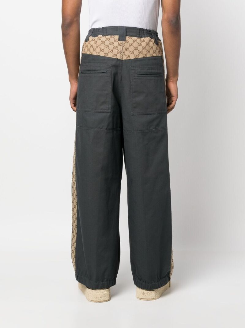 Grey Cotton Canvas Gg Panel Trousers