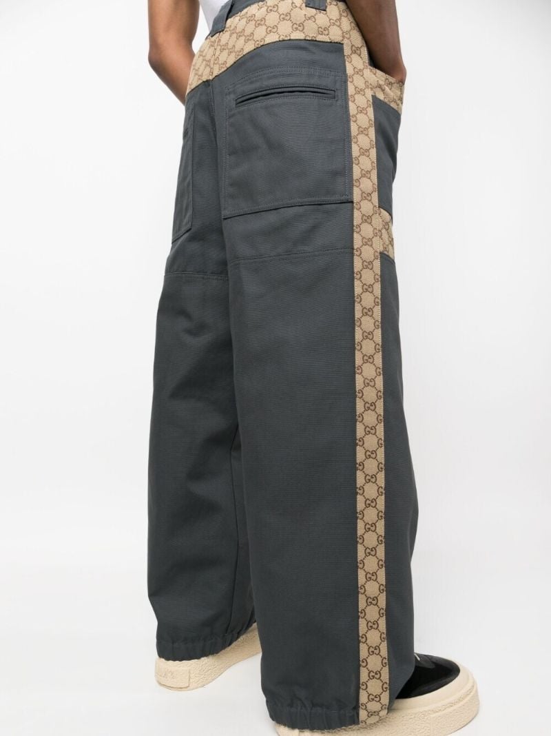 Grey Cotton Canvas Gg Panel Trousers