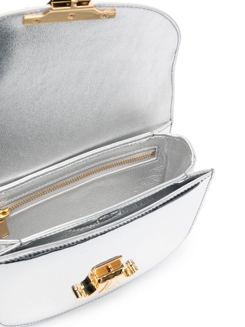 Silver-tone Triomphe Mirrored Leather Cross Body Bag