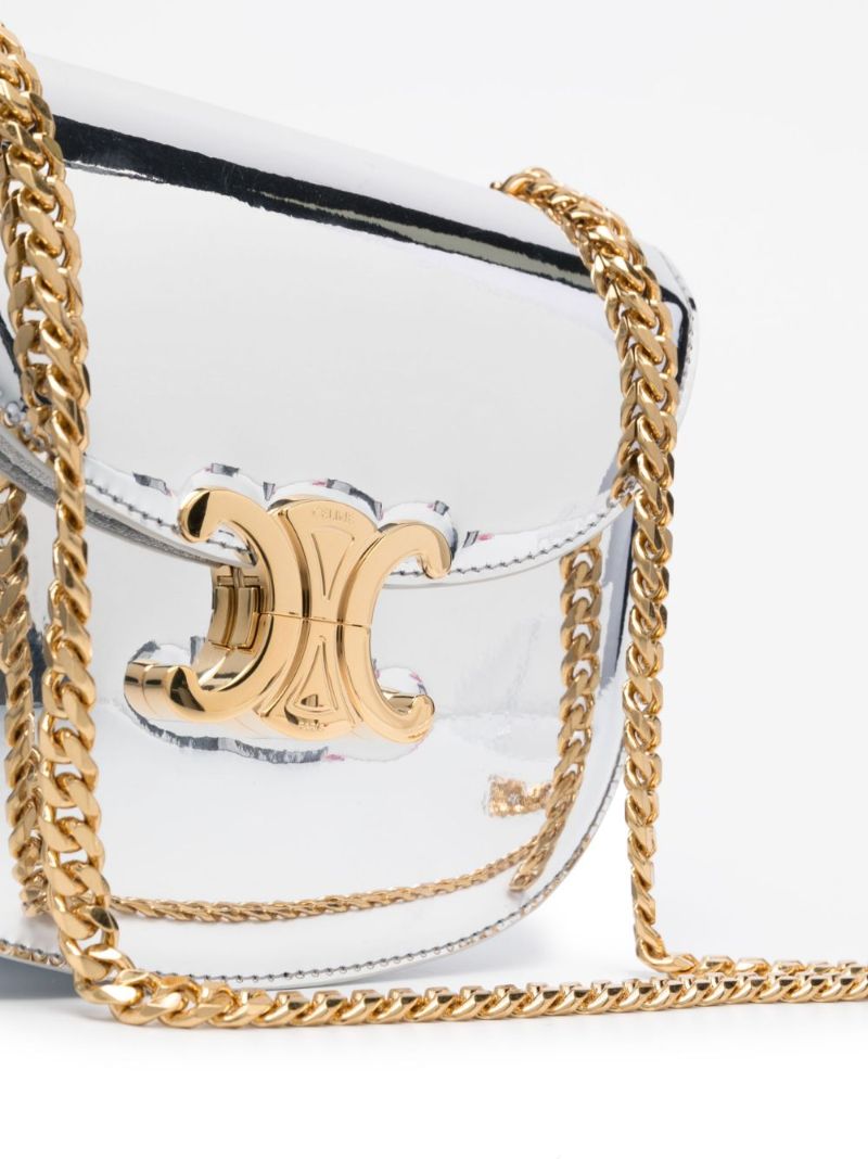 Silver-tone Triomphe Mirrored Leather Cross Body Bag