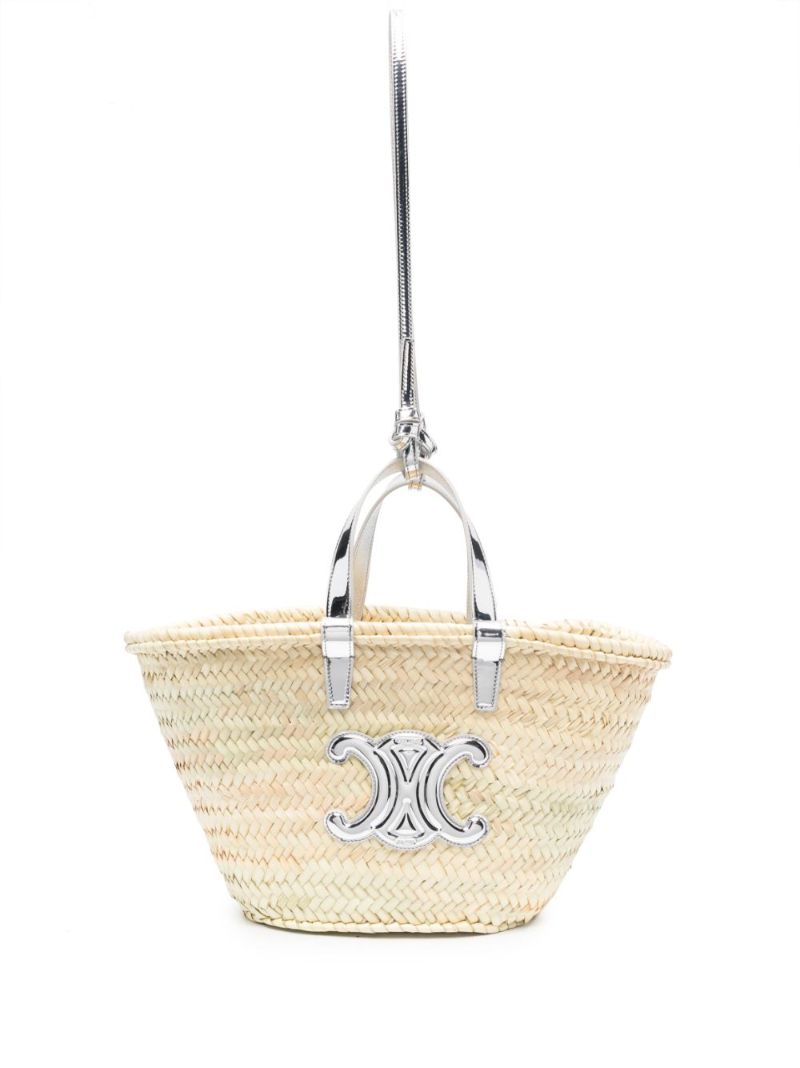 Neutral Teen Triomphe Straw Tote Bag