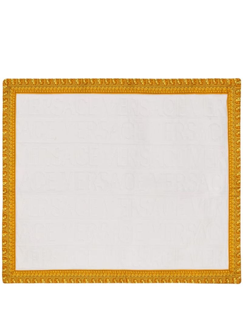 White Baroque-print Bath Mat