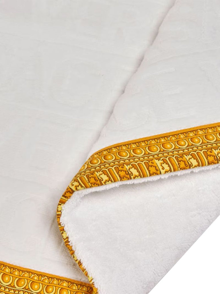White Baroque-print Bath Mat