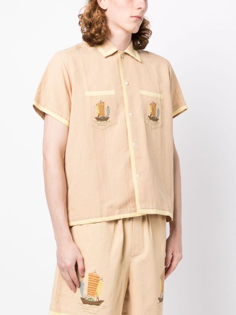 Orange Ship AppliquÃ_x0083_Â© Short-sleeve Shirt