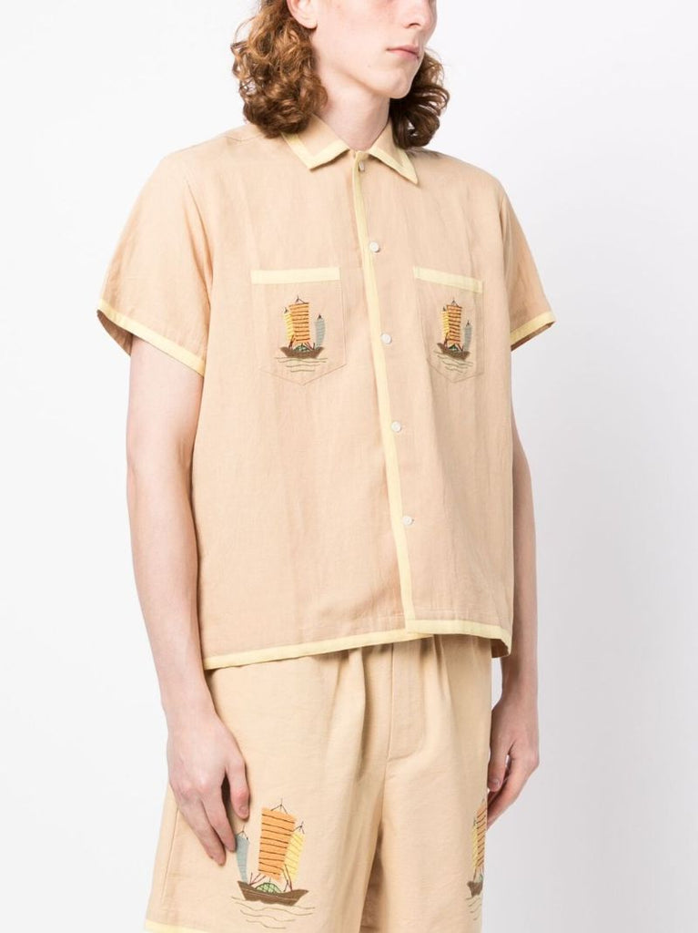 Orange Ship AppliquÃ_x0083_Â© Short-sleeve Shirt