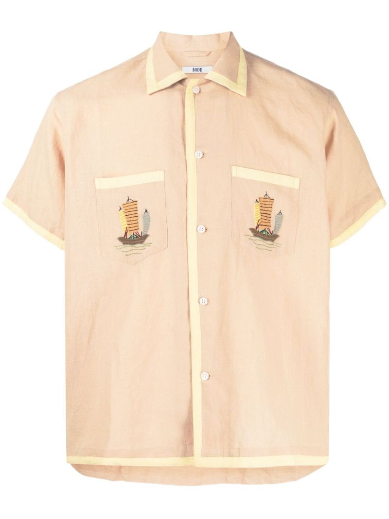 Orange Ship AppliquÃ_x0083_Â© Short-sleeve Shirt