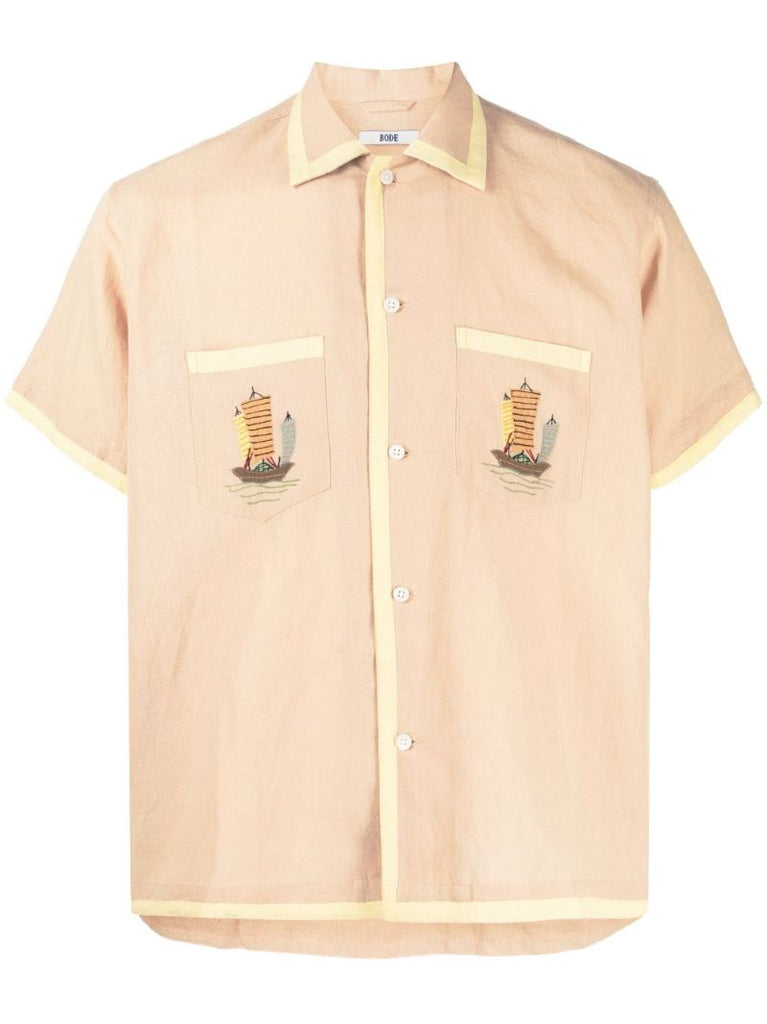 Orange Ship AppliquÃ_x0083_Â© Short-sleeve Shirt