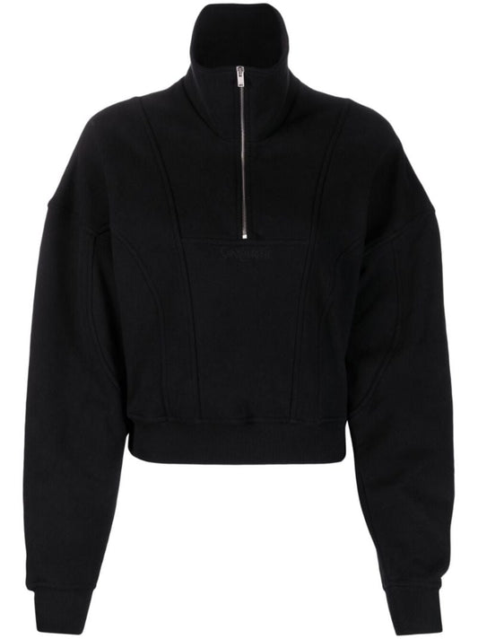 Black Logo Embroidered High Neck Sweatshirt