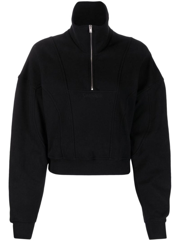 Black Logo Embroidered High Neck Sweatshirt