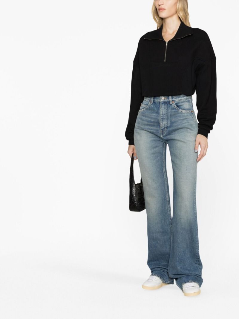 Black Logo Embroidered High Neck Sweatshirt