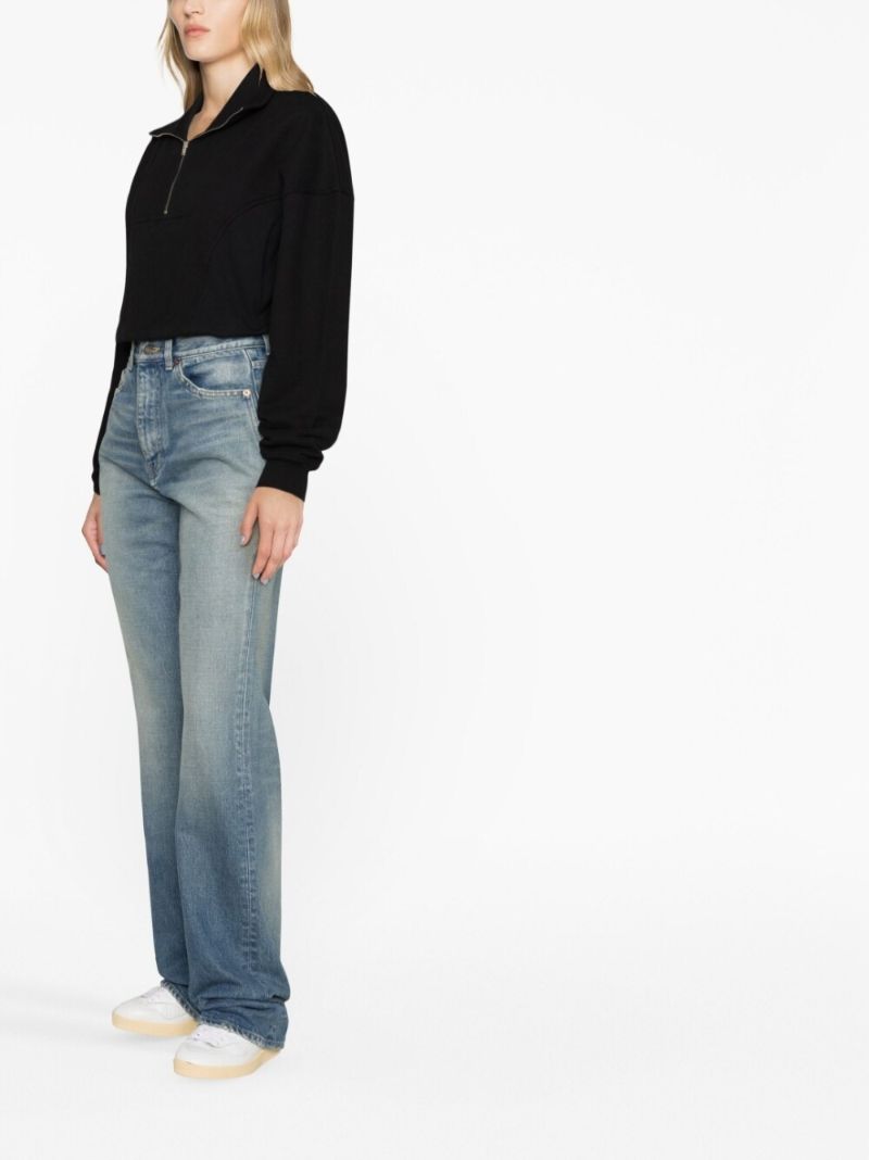 Black Logo Embroidered High Neck Sweatshirt