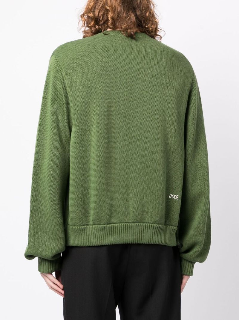 Green Double-breasted Pin-detail Cardigan