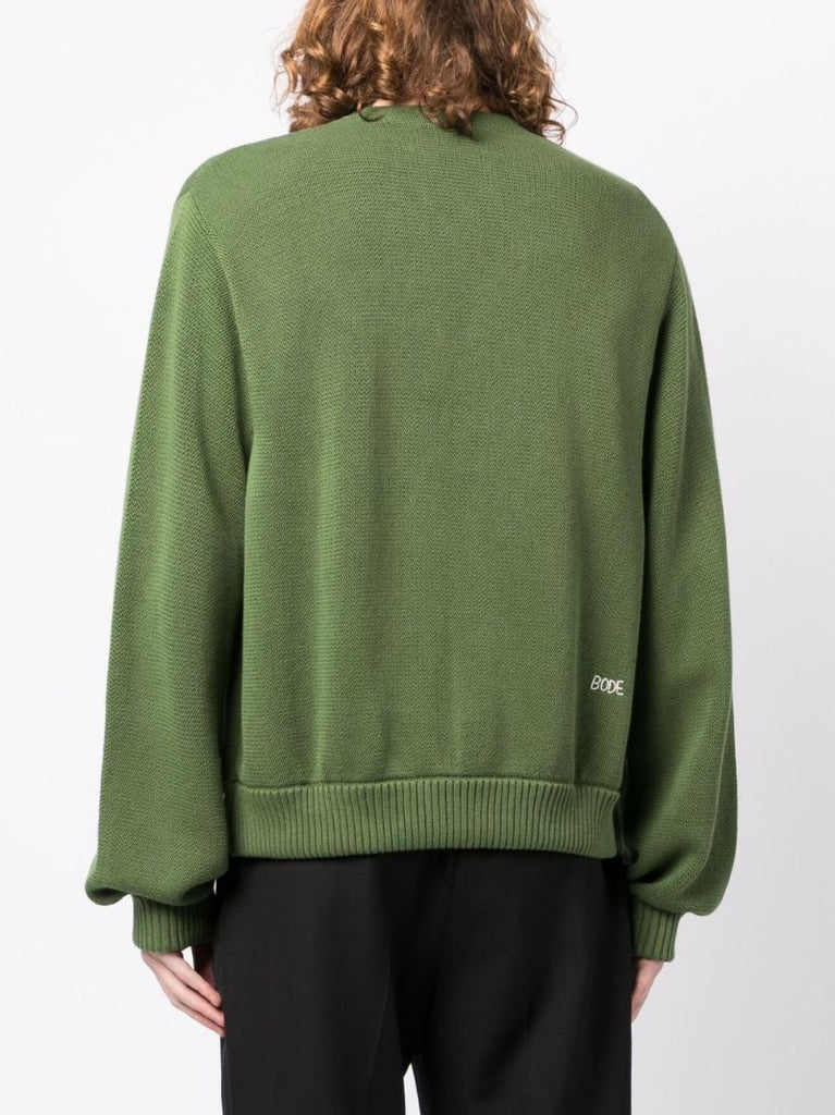Green Double-breasted Pin-detail Cardigan