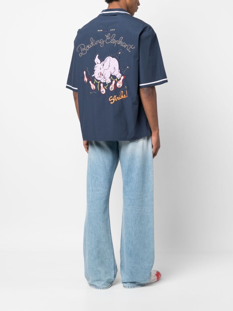 Blue Bowling Elephant Poplin Shirt
