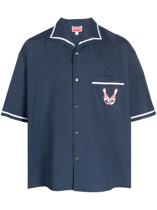 Blue Bowling Elephant Poplin Shirt