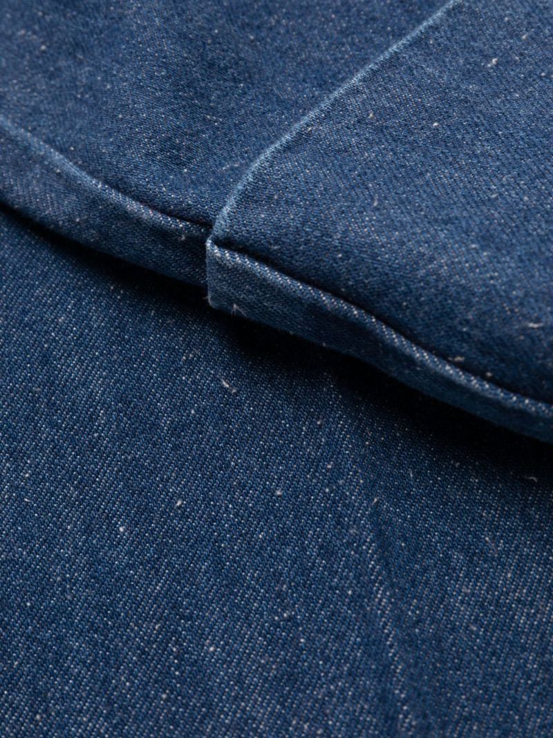 Blue Pleated Wide-leg Jeans