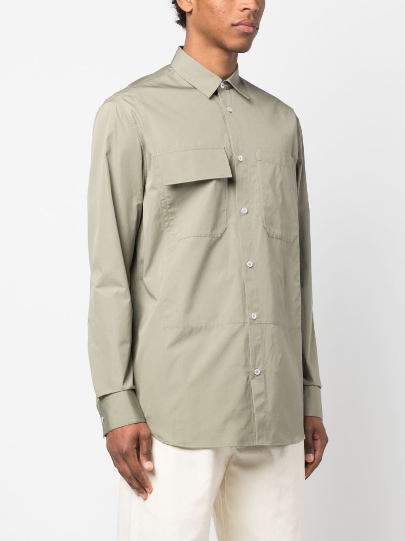 Green Long-sleeved Cotton Shirt