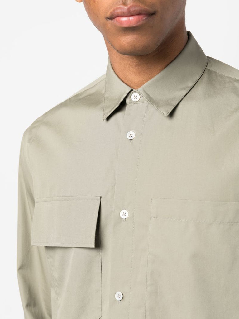 Green Long-sleeved Cotton Shirt