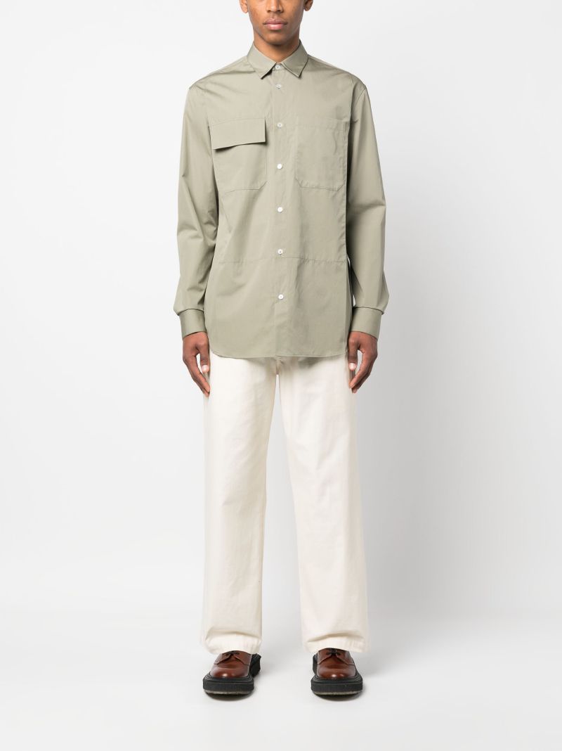 Green Long-sleeved Cotton Shirt