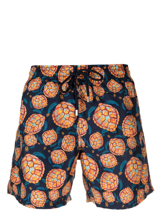 Blue Okoa Turtle Print Swim Shorts