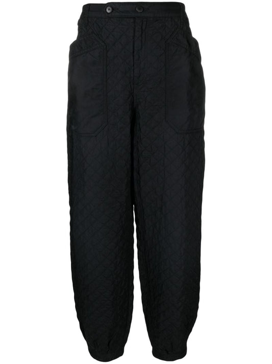 Black Callahan Quilted Tapered Trousers