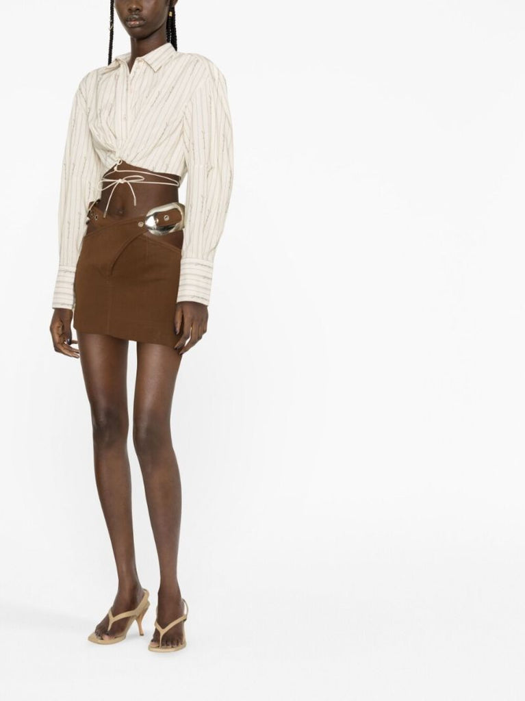 Neutral La Chemise Plidao Cropped Shirt