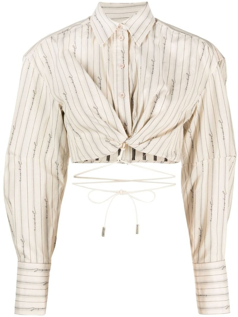 Neutral La Chemise Plidao Cropped Shirt