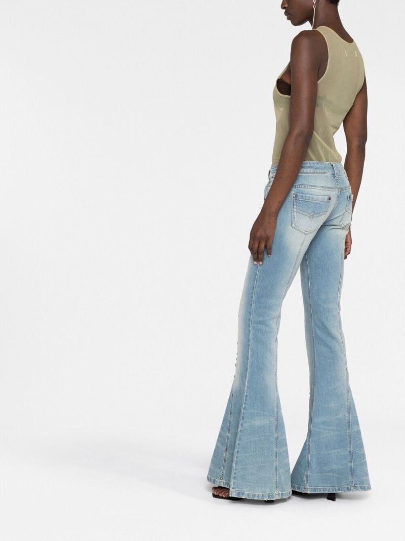 Blue Stud Embellished Flared Jeans
