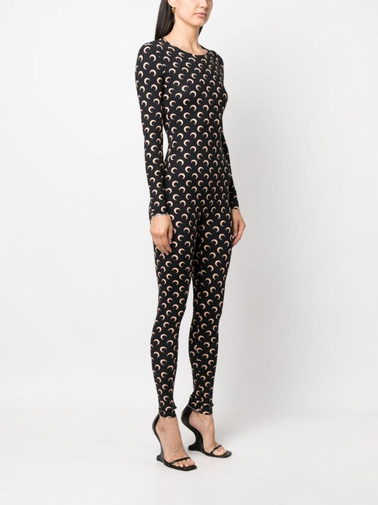 Black Crescent Moon Print Jumpsuit