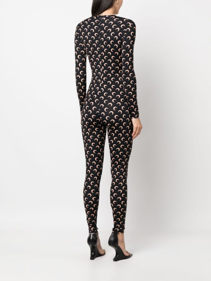 Black Crescent Moon Print Jumpsuit