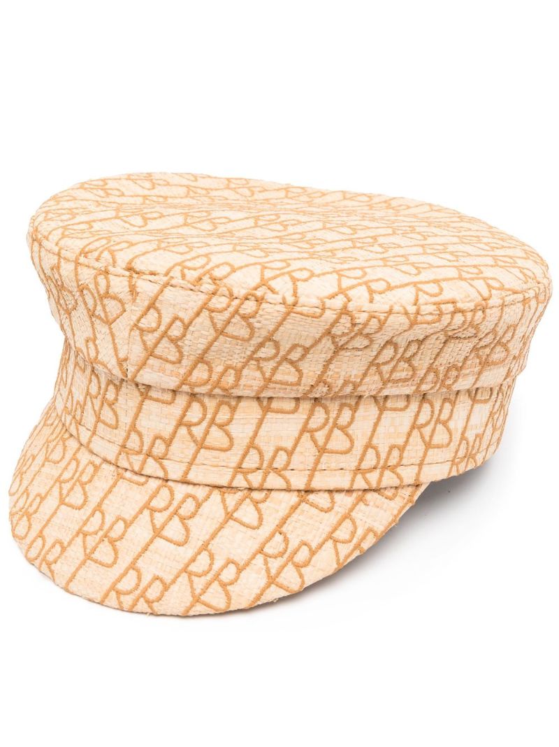 Neutral Straw Monogram Baker Boy Hat