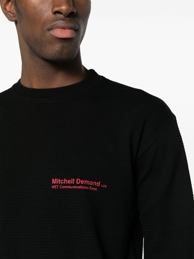 Black Demand Mesh Waffle-knit Cotton Sweatshirt