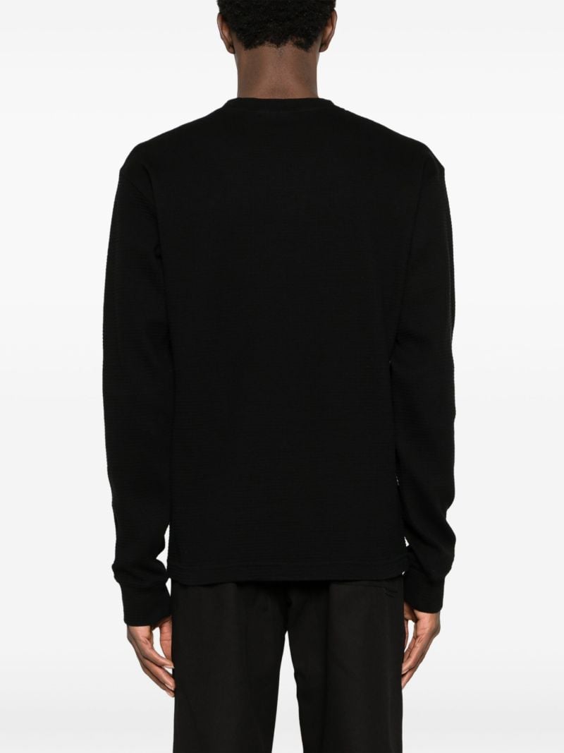 Black Demand Mesh Waffle-knit Cotton Sweatshirt