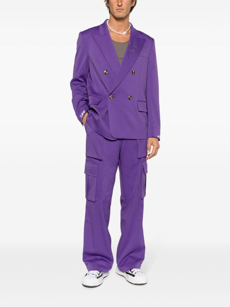 X Kodak Purple Heart Embroidered Double-breasted Blazer