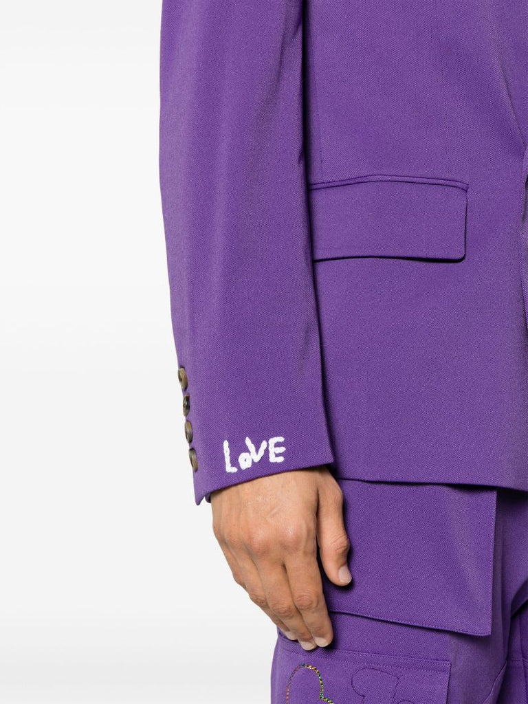 X Kodak Purple Heart Embroidered Double-breasted Blazer