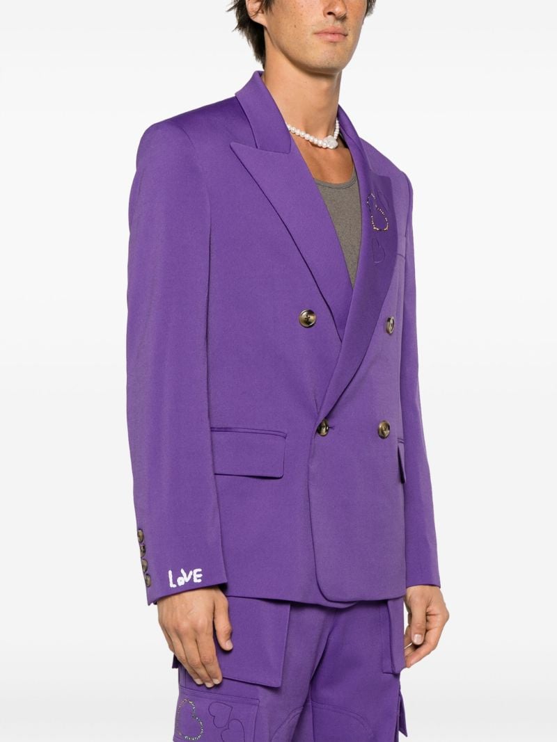 X Kodak Purple Heart Embroidered Double-breasted Blazer