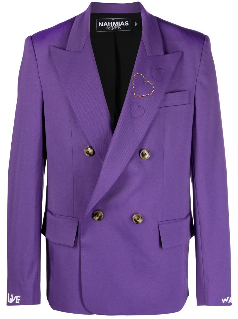 X Kodak Purple Heart Embroidered Double-breasted Blazer